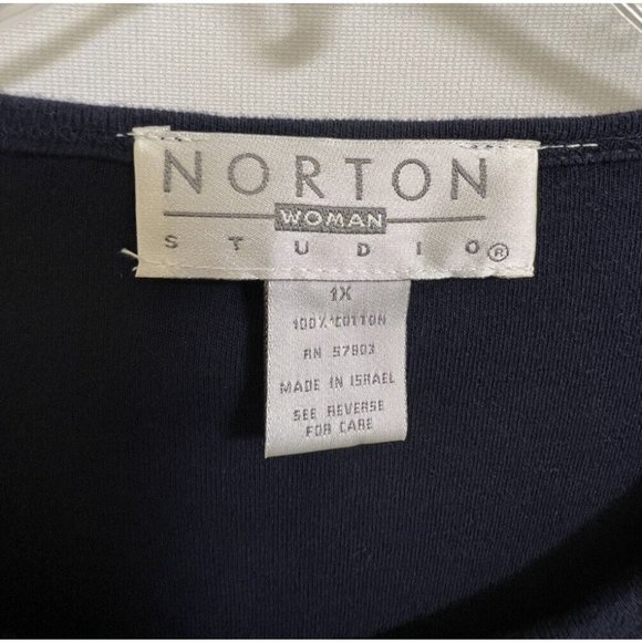 Norton Studio Women Cotton Sweater Cardigan Size 1X  Red Black Stripe - Picture 8 of 9